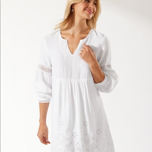 St. Lucia Linen-Blend Split-Neck Dress - Picture 3 of 5